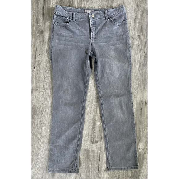 Chico's | Jeans | Chicos So Slimming 5 Pocket Slim Leg Gray Stretch Petite  Jeans Sz 3132 | Poshmark